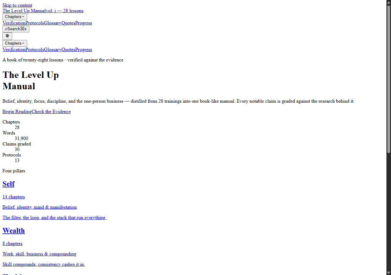 Home page after the declutter
